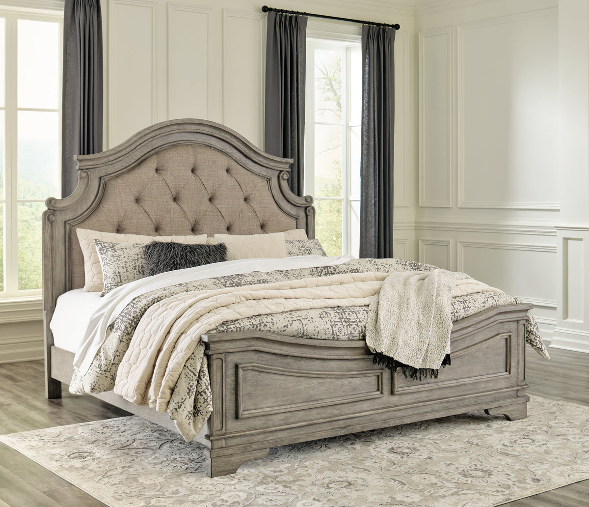 Tampa Furniture Outlet Lutz - Ashley Furniture - Lodenbay Bedroom - California King Panel Bed / Antique Gray - B751B5