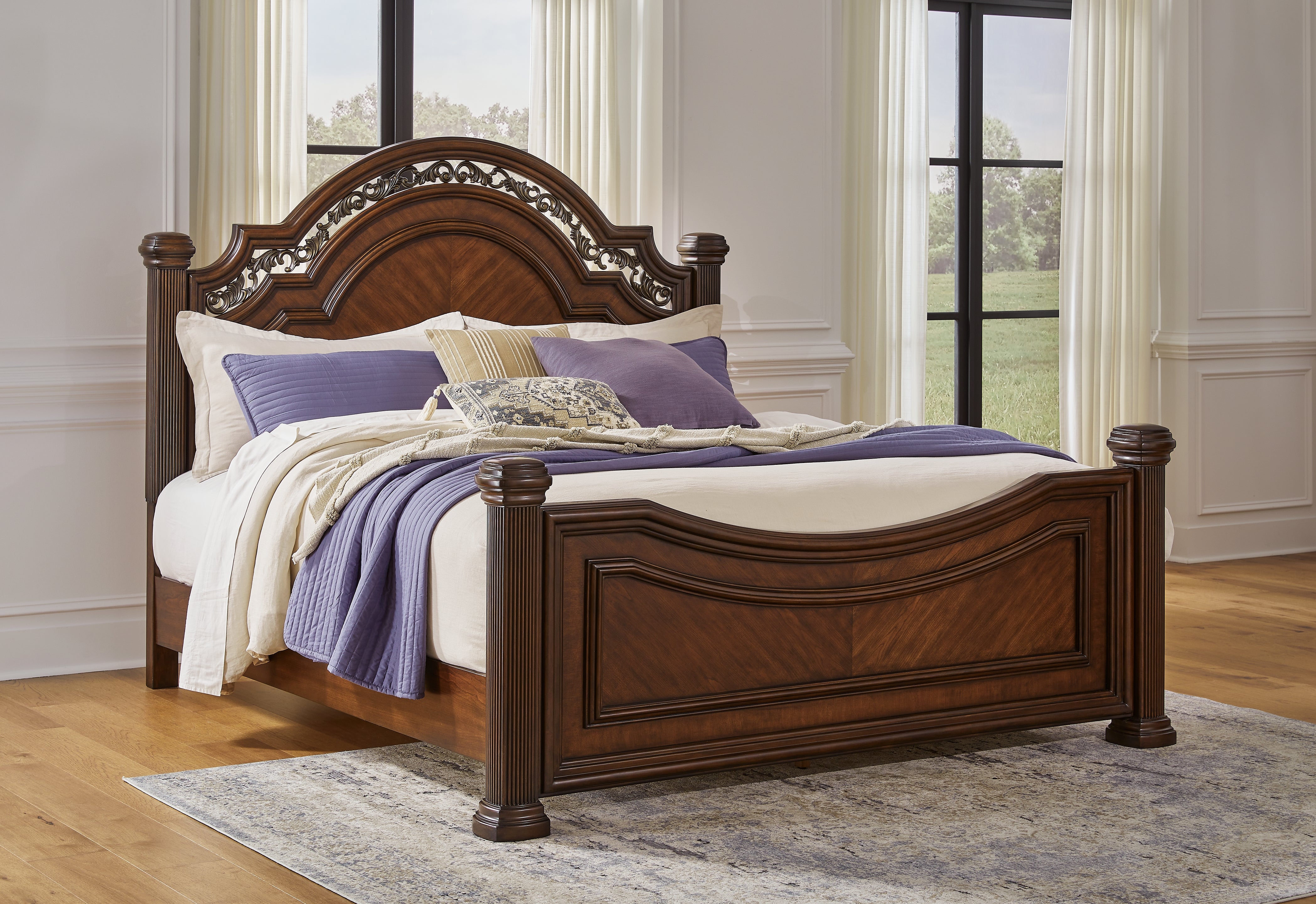 Tampa Furniture Outlet Lutz - Ashley Furniture - Lavinton Bedroom - California King Poster Bed / Brown - B764B10