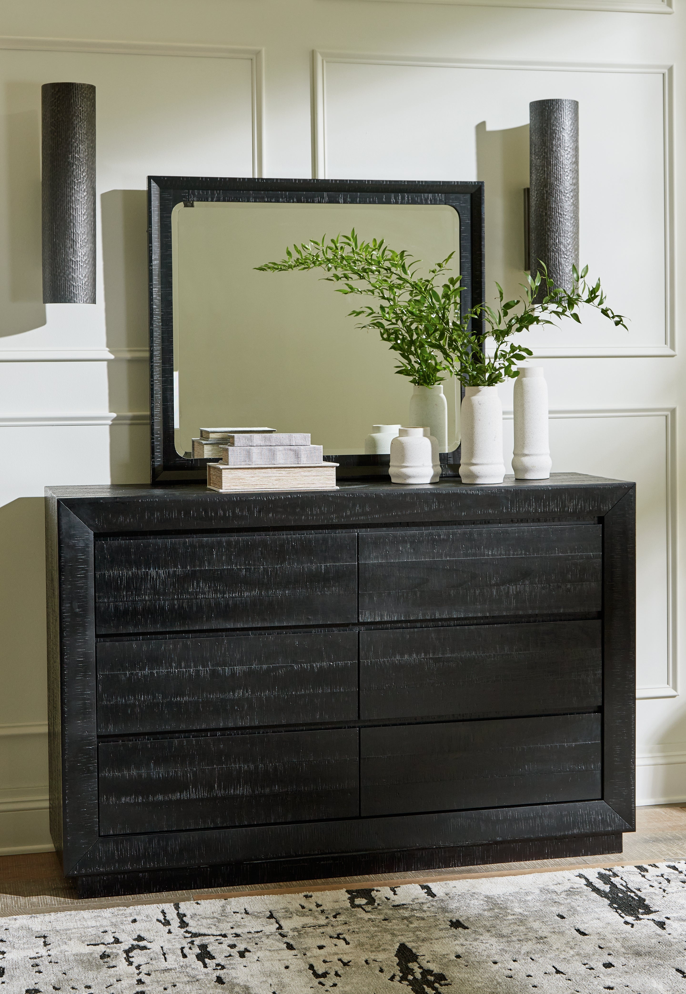Tampa Furniture Outlet Lutz - Ashley Furniture - Londer Bedroom - Dresser and Mirror / Black - B768B1