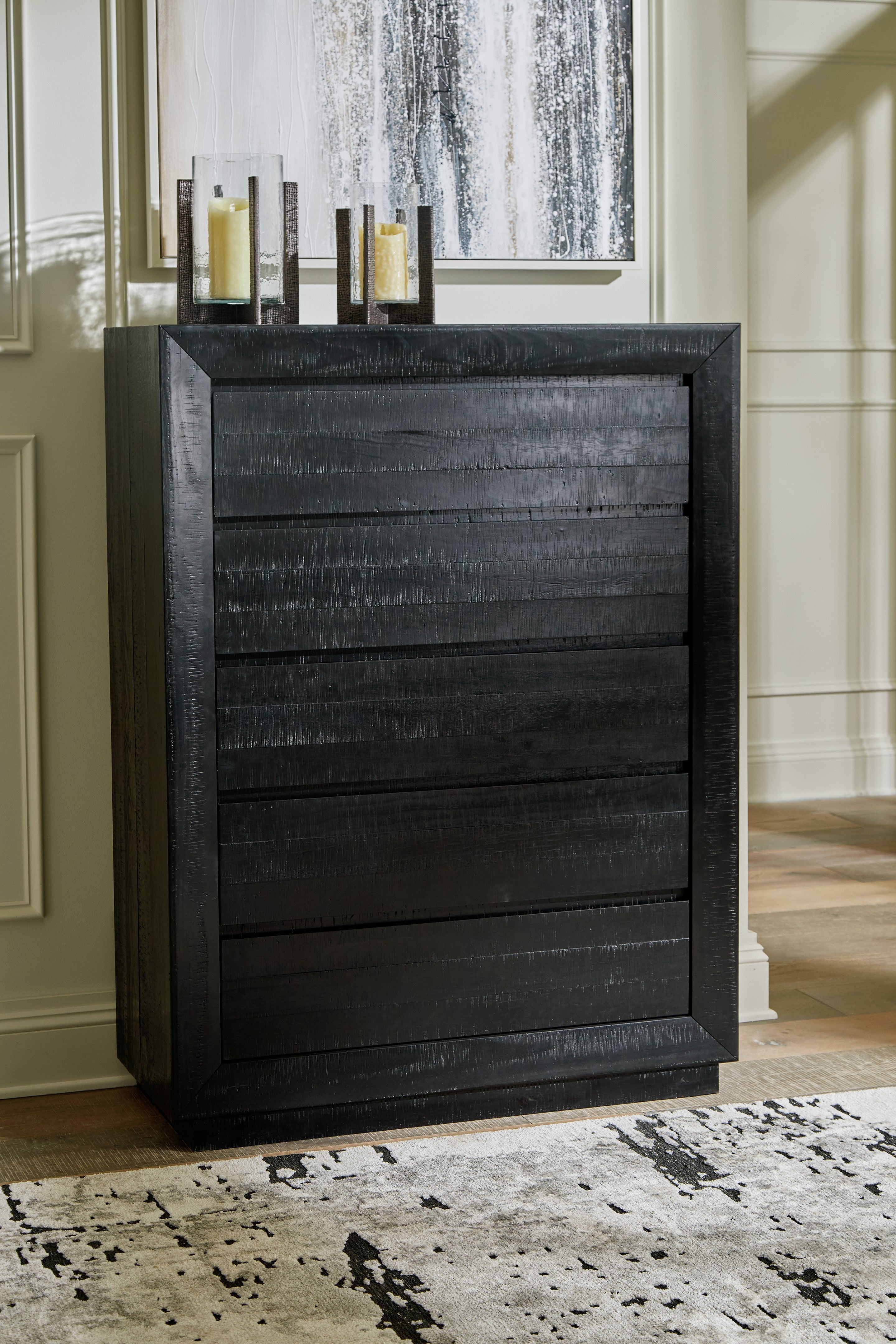 Tampa Furniture Outlet Lutz - Ashley Furniture - Londer Bedroom - Five Drawer Chest / Black - B768-46