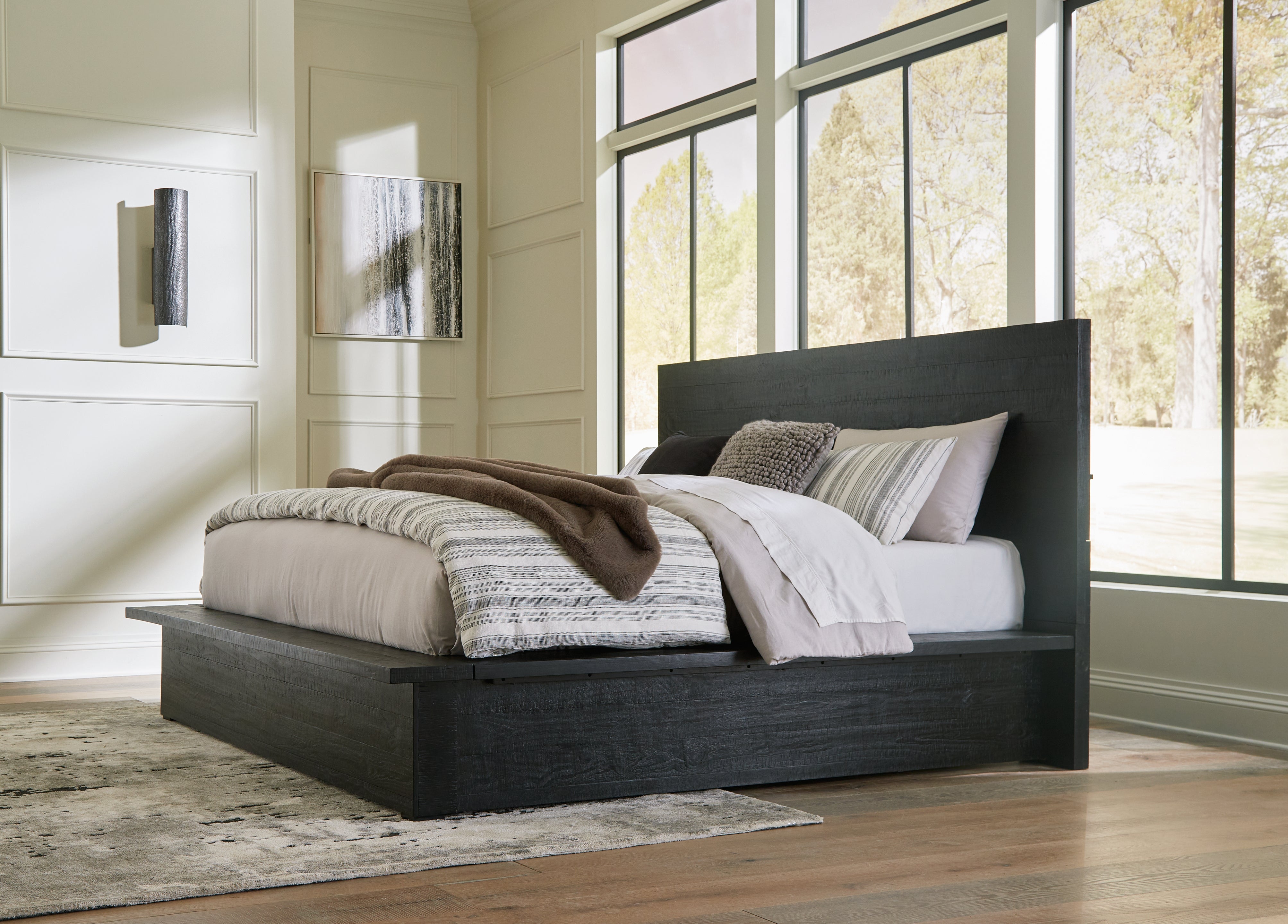 Tampa Furniture Outlet Lutz - Ashley Furniture - Londer Bedroom - California King Panel Bed / Black - B768B5