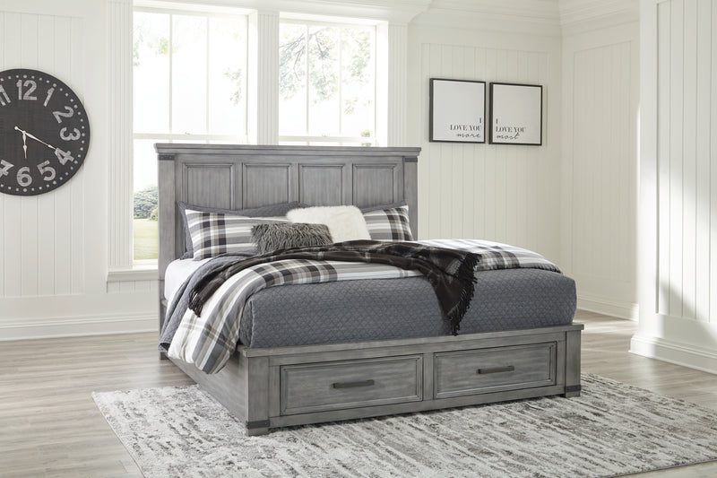 Tampa Furniture Outlet Lutz - Ashley Furniture - Russelyn Bedroom - California King Storage Bed / Gray - B772B9