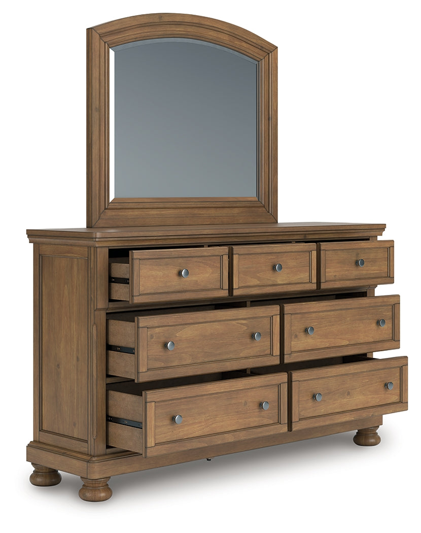 Tampa Furniture Outlet Lutz - Ashley Furniture - Feddinger Bedroom - Dresser and Mirror / Medium Brown - PCB779B1