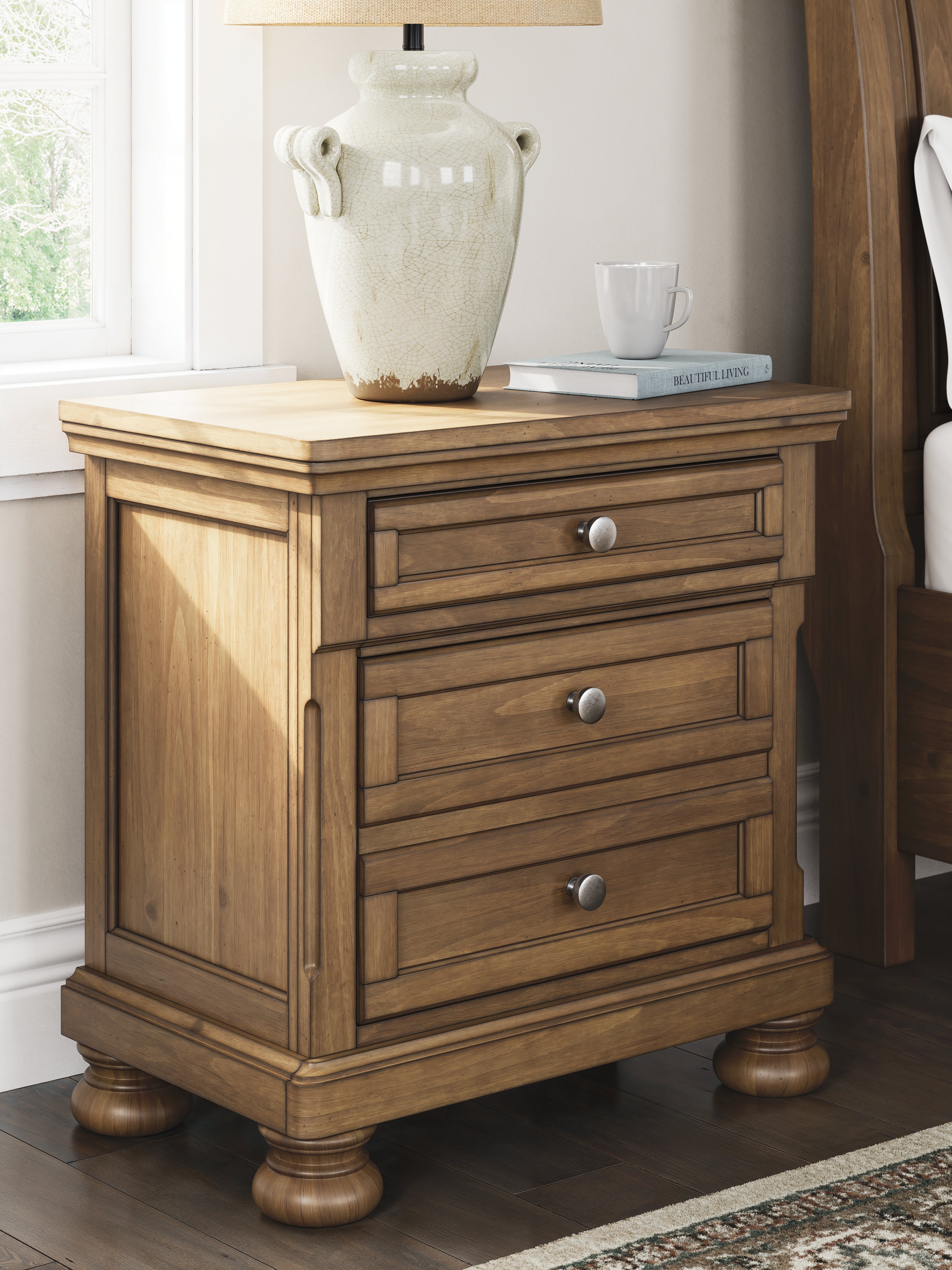 Tampa Furniture Outlet Lutz - Ashley Furniture - Feddinger Bedroom - Two Drawer Night Stand / Medium Brown - PCB779-92