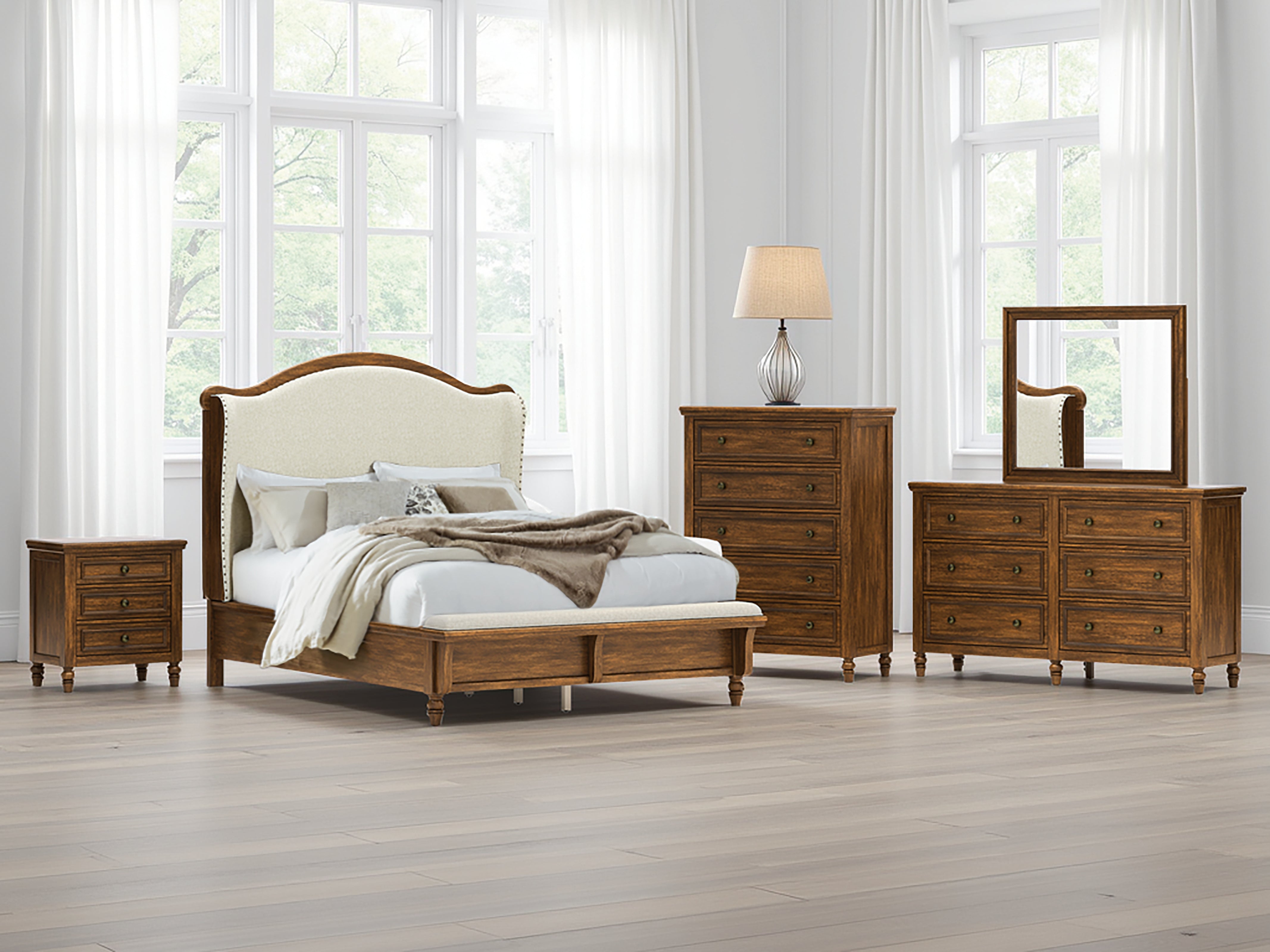 Tampa Furniture Outlet Lutz - Ashley Furniture - Sturlayne Bedroom - Queen Upholstered Panel Bed / Brown - B787B2