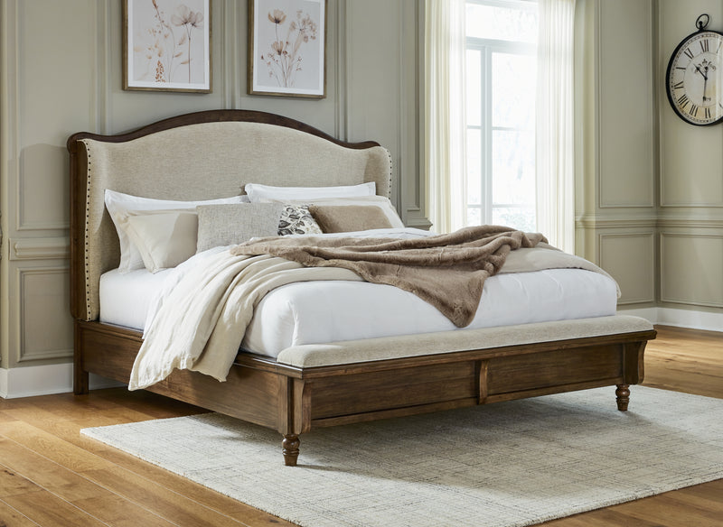 Tampa Furniture Outlet Lutz - Ashley Furniture - Sturlayne Bedroom - California King Upholstered Panel Bed / Brown - B787B5