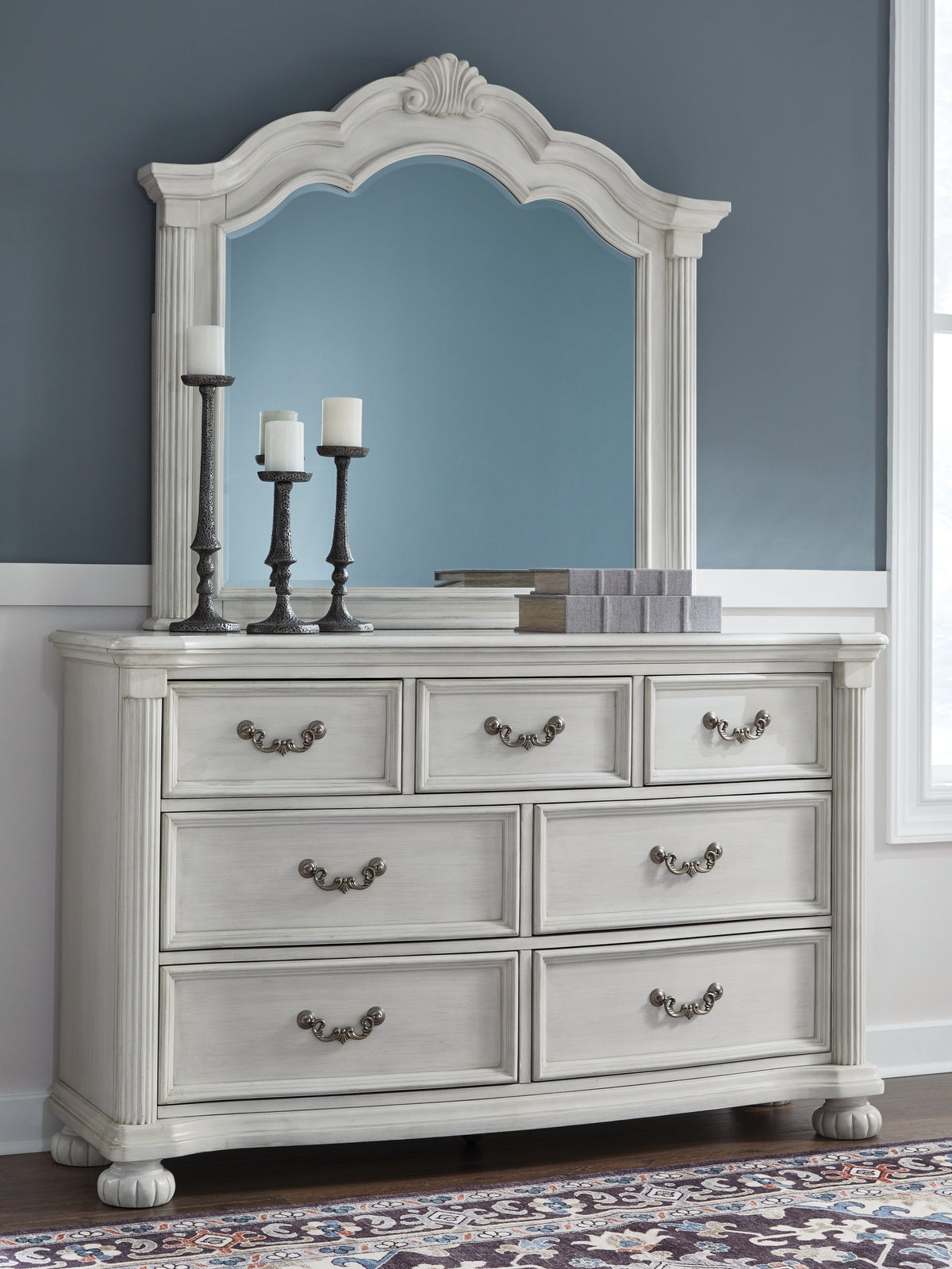 Tampa Furniture Outlet Lutz - Ashley Furniture - Montelaine Bedroom - Dresser and Mirror / Antique White - B795B1