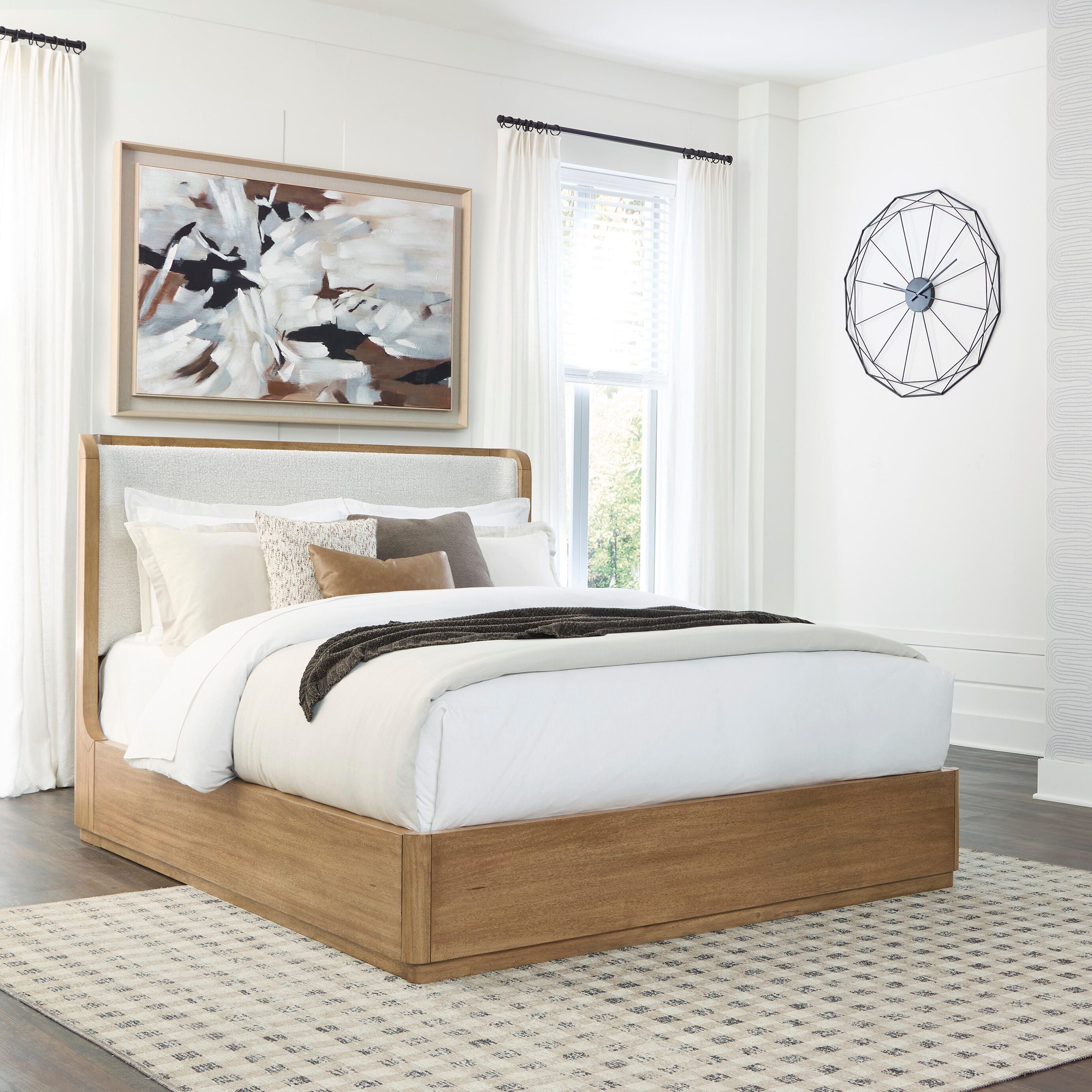 Tampa Furniture Outlet Lutz - Ashley Furniture - Pamaria Bedroom - Queen Upholstered Bed / Light Brown - PCB802B4