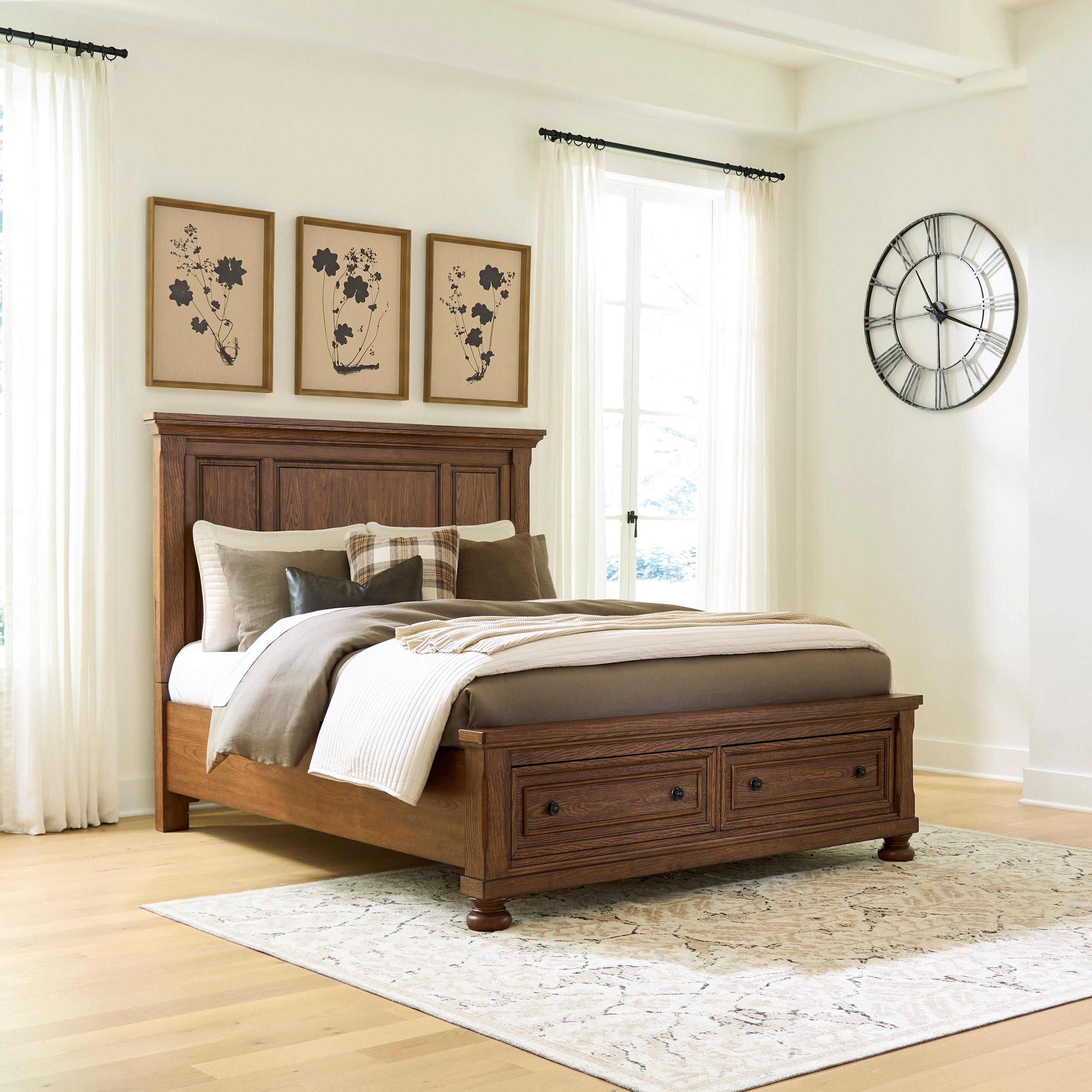Tampa Furniture Outlet Lutz - Ashley Furniture - Zackaryn Bedroom - Queen Panel Storage Bed / Warm Brown - PCB807B13