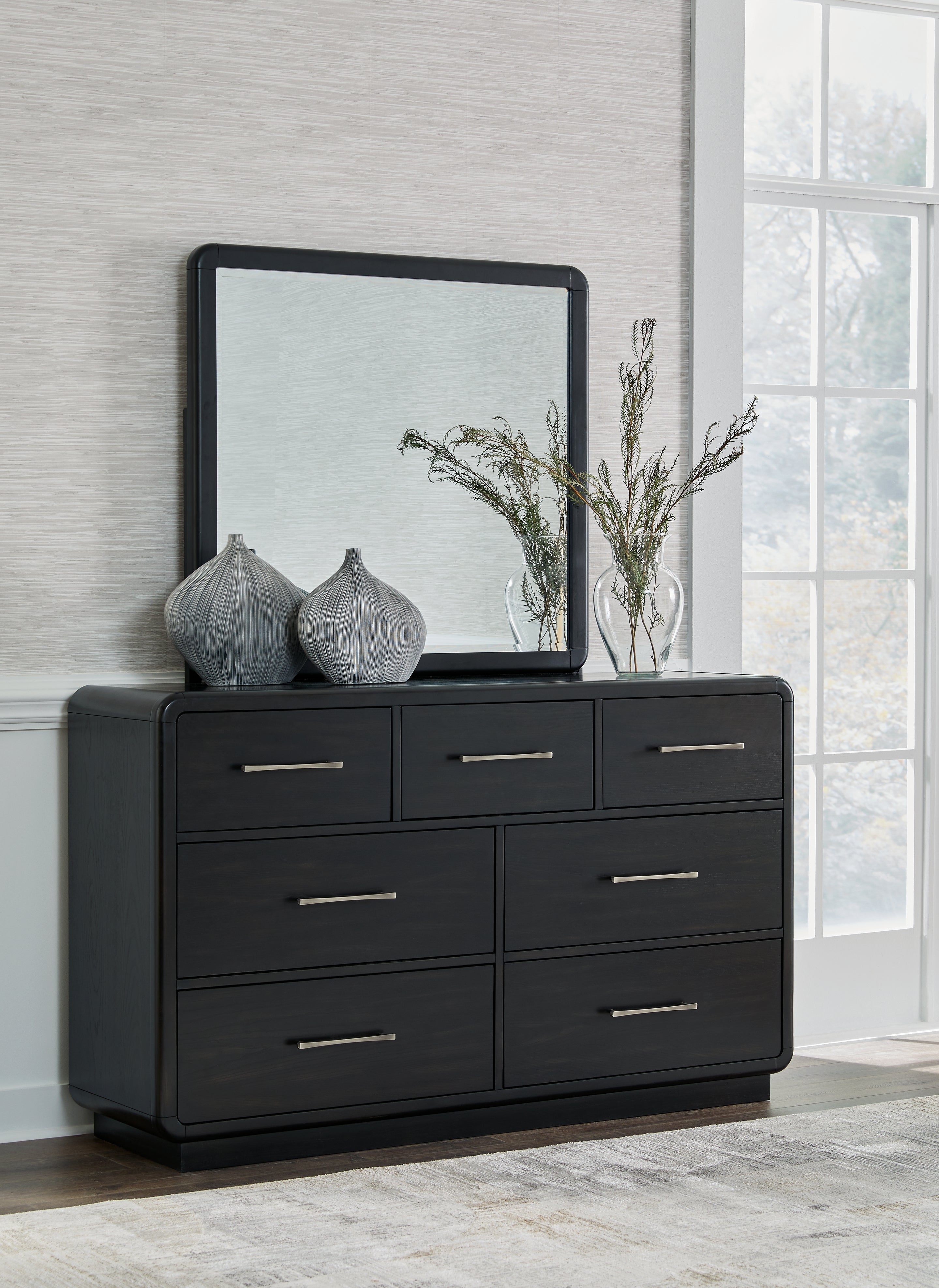 Tampa Furniture Outlet Lutz - Ashley Furniture - Rowanbeck Bedroom - Dresser and Mirror / Black - B821B1