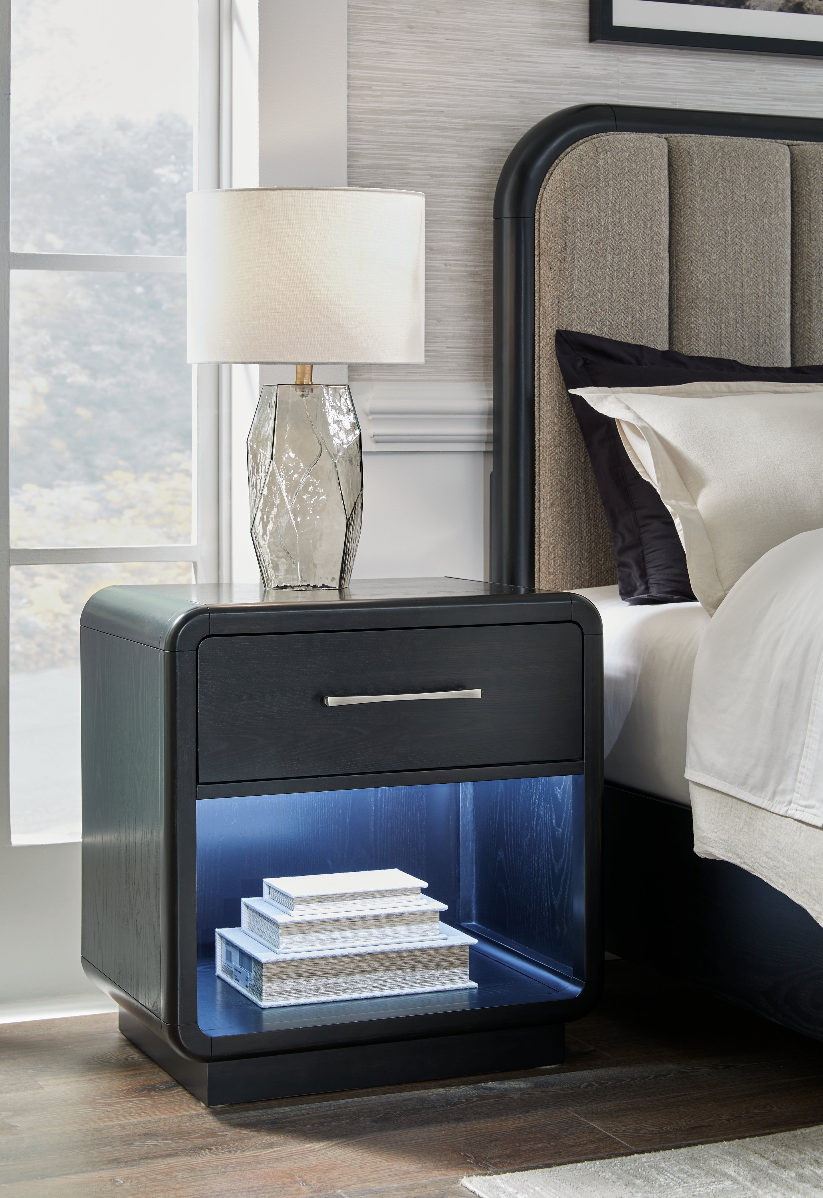 Tampa Furniture Outlet Lutz - Ashley Furniture - Rowanbeck Bedroom - One Drawer Night Stand / Black - B821-91