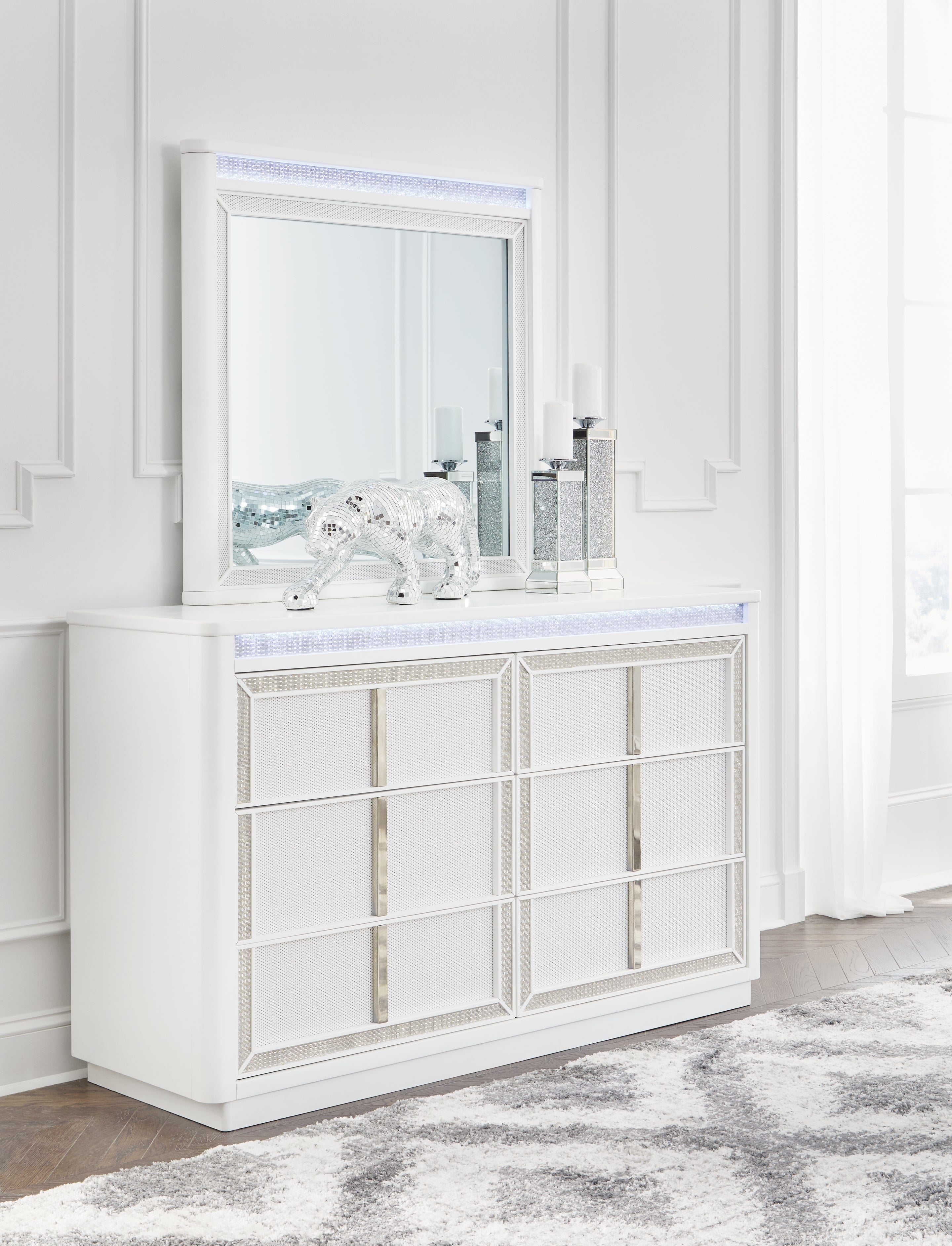 Tampa Furniture Outlet Lutz - Ashley Furniture - Chalanna Bedroom - Dresser and Mirror / White - B822B1