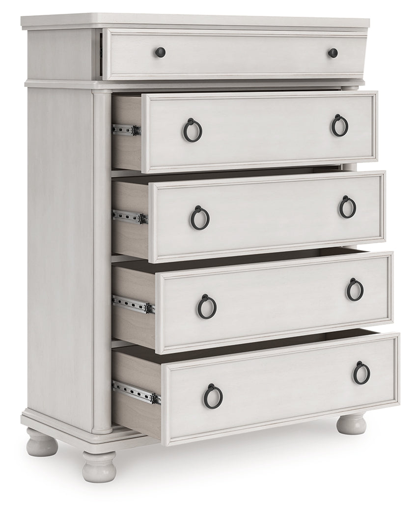 Tampa Furniture Outlet Lutz - Ashley Furniture - Rowlenstown Bedroom - Five Drawer Chest / Antique White - PCB823-46