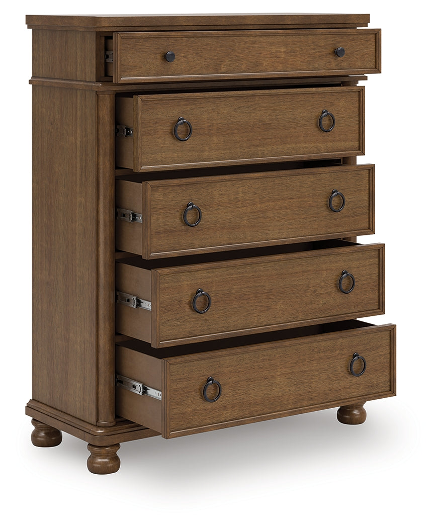 Tampa Furniture Outlet Lutz - Ashley Furniture - Rowlenstown Bedroom - Five Drawer Chest / Brown - PCB824-46