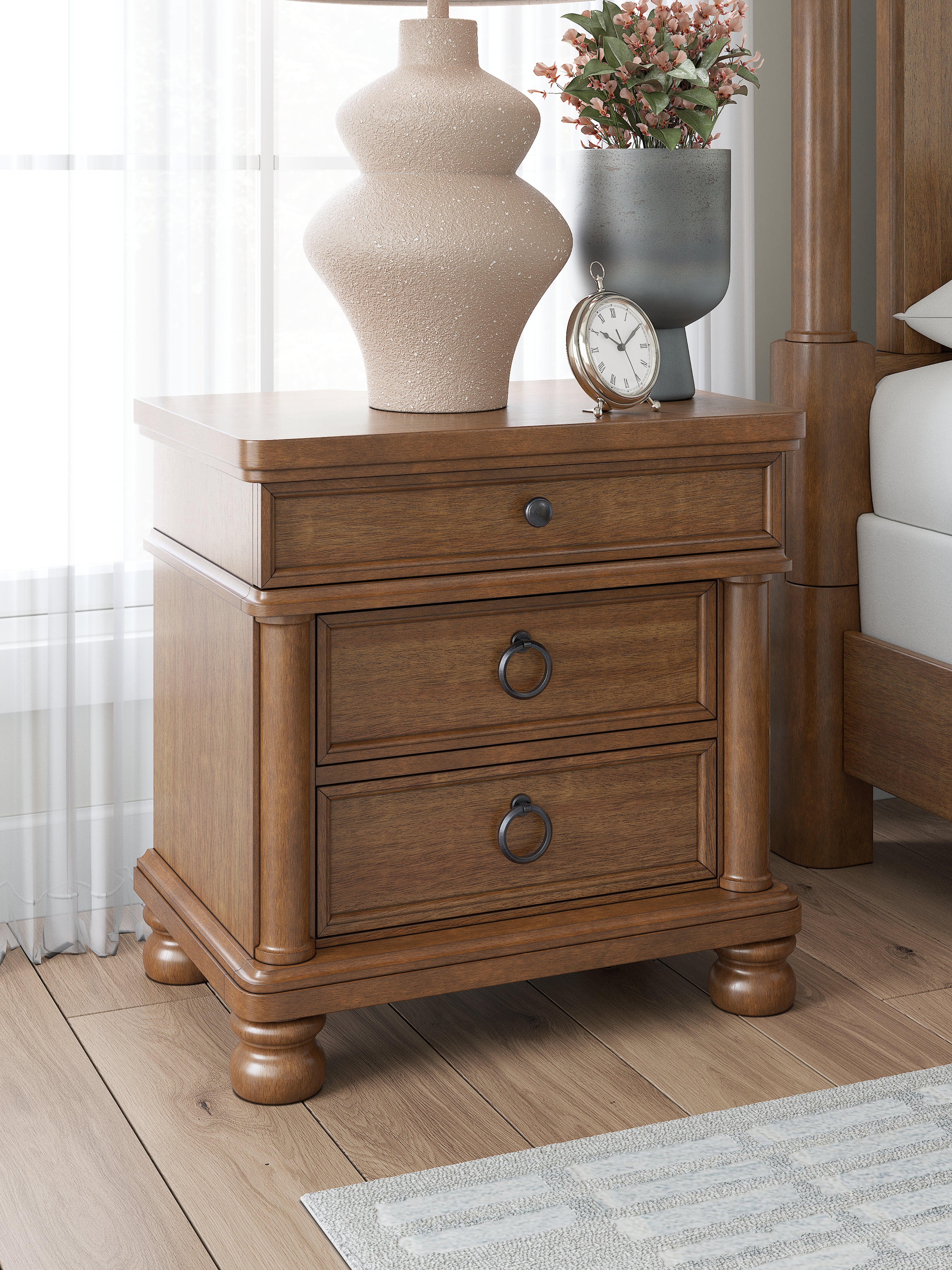 Tampa Furniture Outlet Lutz - Ashley Furniture - Rowlenstown Bedroom - Three Drawer Night Stand / Brown - PCB824-93