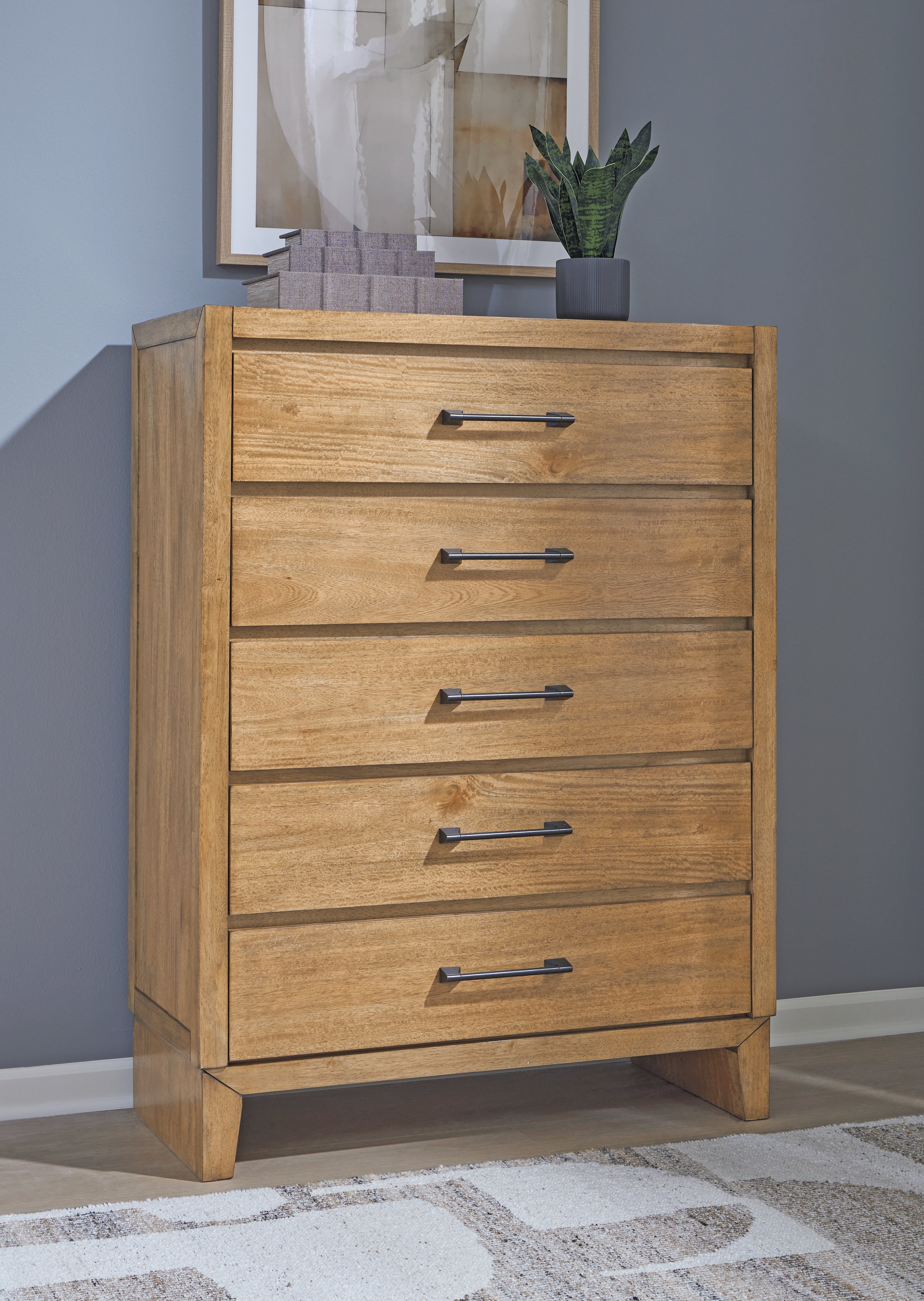 Tampa Furniture Outlet Lutz - Ashley Furniture - Sherbana Bedroom - Five Drawer Chest / Light Brown - B833-46