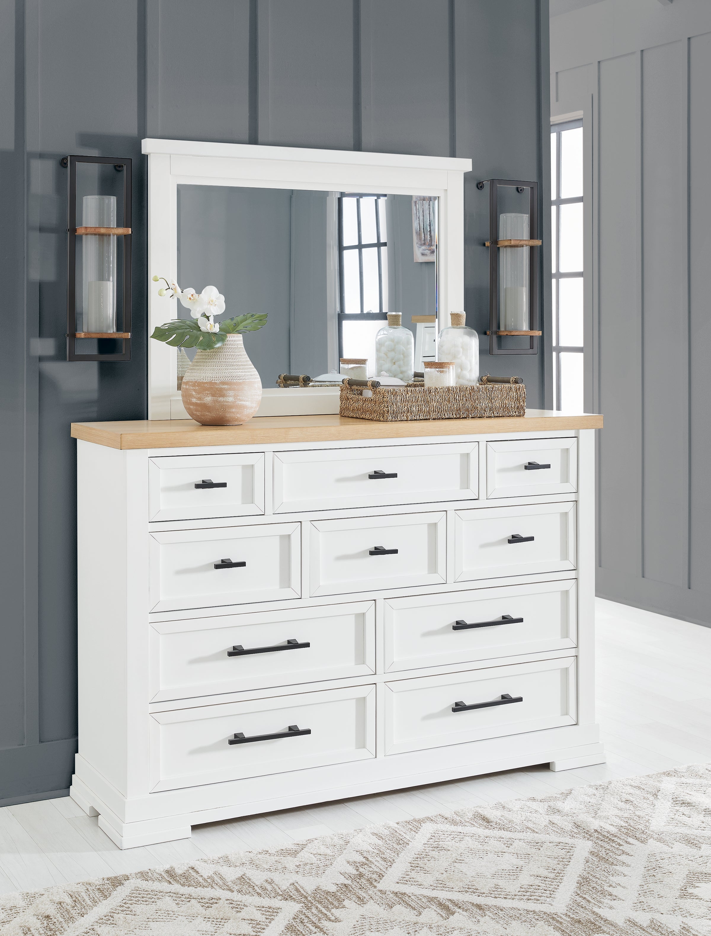 Tampa Furniture Outlet Lutz - Ashley Furniture - Ashbryn Bedroom - Dresser and Mirror / White/Natural - B844B1