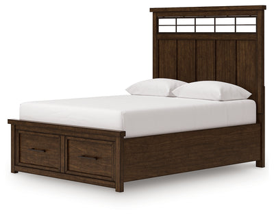 Tampa Furniture Outlet Lutz - Ashley Furniture - Taffenbrook Bedroom - Queen Panel Storage Bed / Medium Brown - B849B2