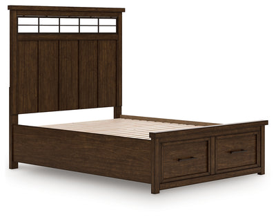 Tampa Furniture Outlet Lutz - Ashley Furniture - Taffenbrook Bedroom - Queen Panel Storage Bed / Medium Brown - B849B2