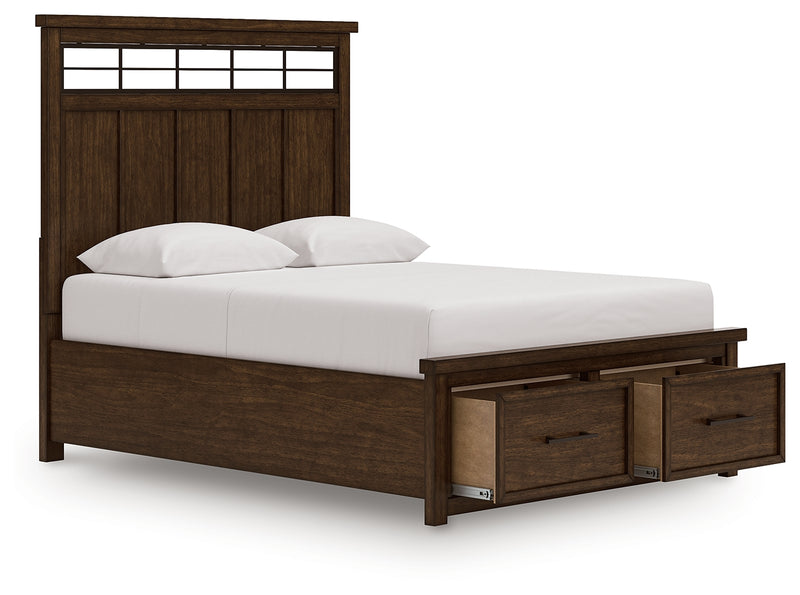 Tampa Furniture Outlet Lutz - Ashley Furniture - Taffenbrook Bedroom - Queen Panel Storage Bed / Medium Brown - B849B2