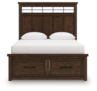 Tampa Furniture Outlet Lutz - Ashley Furniture - Taffenbrook Bedroom - Queen Panel Storage Bed / Medium Brown - B849B2