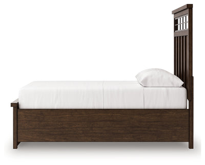 Tampa Furniture Outlet Lutz - Ashley Furniture - Taffenbrook Bedroom - Queen Panel Storage Bed / Medium Brown - B849B2