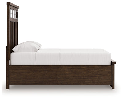 Tampa Furniture Outlet Lutz - Ashley Furniture - Taffenbrook Bedroom - Queen Panel Storage Bed / Medium Brown - B849B2