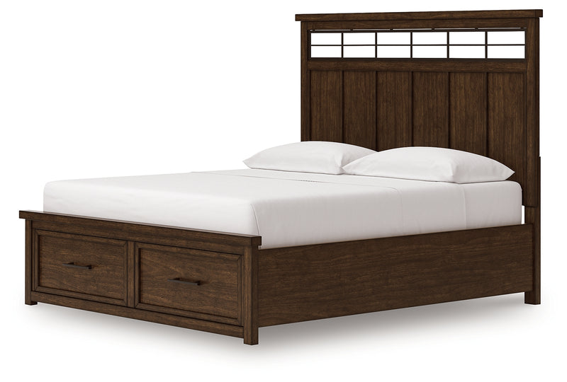 Tampa Furniture Outlet Lutz - Ashley Furniture - Taffenbrook Bedroom - California King Panel Storage Bed / Medium Brown - B849B5