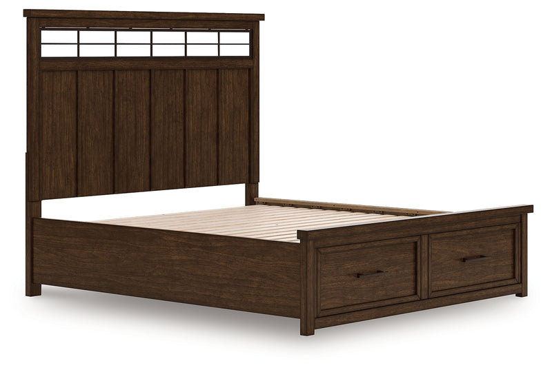 Tampa Furniture Outlet Lutz - Ashley Furniture - Taffenbrook Bedroom - California King Panel Storage Bed / Medium Brown - B849B5