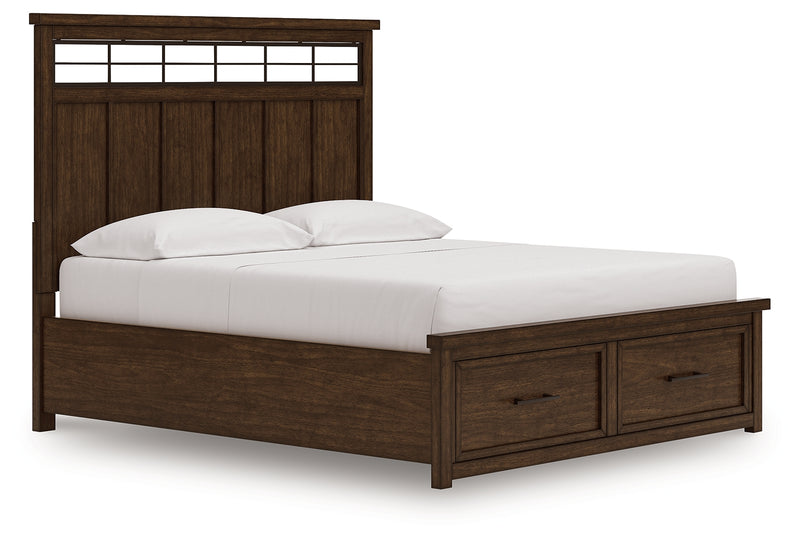 Tampa Furniture Outlet Lutz - Ashley Furniture - Taffenbrook Bedroom - California King Panel Storage Bed / Medium Brown - B849B5