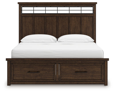 Tampa Furniture Outlet Lutz - Ashley Furniture - Taffenbrook Bedroom - California King Panel Storage Bed / Medium Brown - B849B5