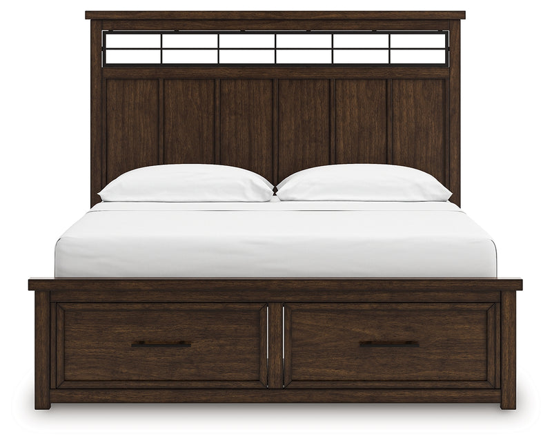 Tampa Furniture Outlet Lutz - Ashley Furniture - Taffenbrook Bedroom - California King Panel Storage Bed / Medium Brown - B849B5