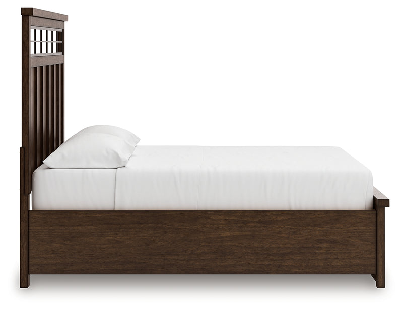 Tampa Furniture Outlet Lutz - Ashley Furniture - Taffenbrook Bedroom - California King Panel Storage Bed / Medium Brown - B849B5