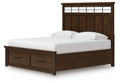 Tampa Furniture Outlet Lutz - Ashley Furniture - Taffenbrook Bedroom - King Panel Storage Bed / Medium Brown - B849B4
