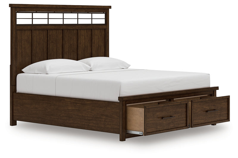 Tampa Furniture Outlet Lutz - Ashley Furniture - Taffenbrook Bedroom - King Panel Storage Bed / Medium Brown - B849B4