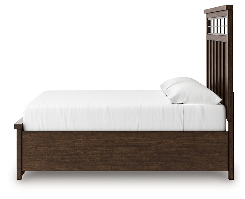 Tampa Furniture Outlet Lutz - Ashley Furniture - Taffenbrook Bedroom - King Panel Storage Bed / Medium Brown - B849B4