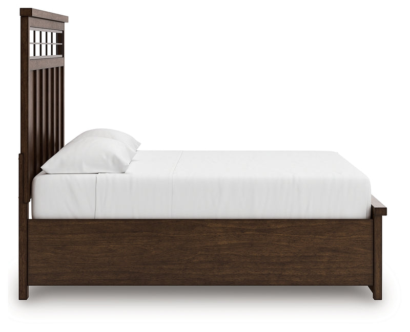 Tampa Furniture Outlet Lutz - Ashley Furniture - Taffenbrook Bedroom - King Panel Storage Bed / Medium Brown - B849B4