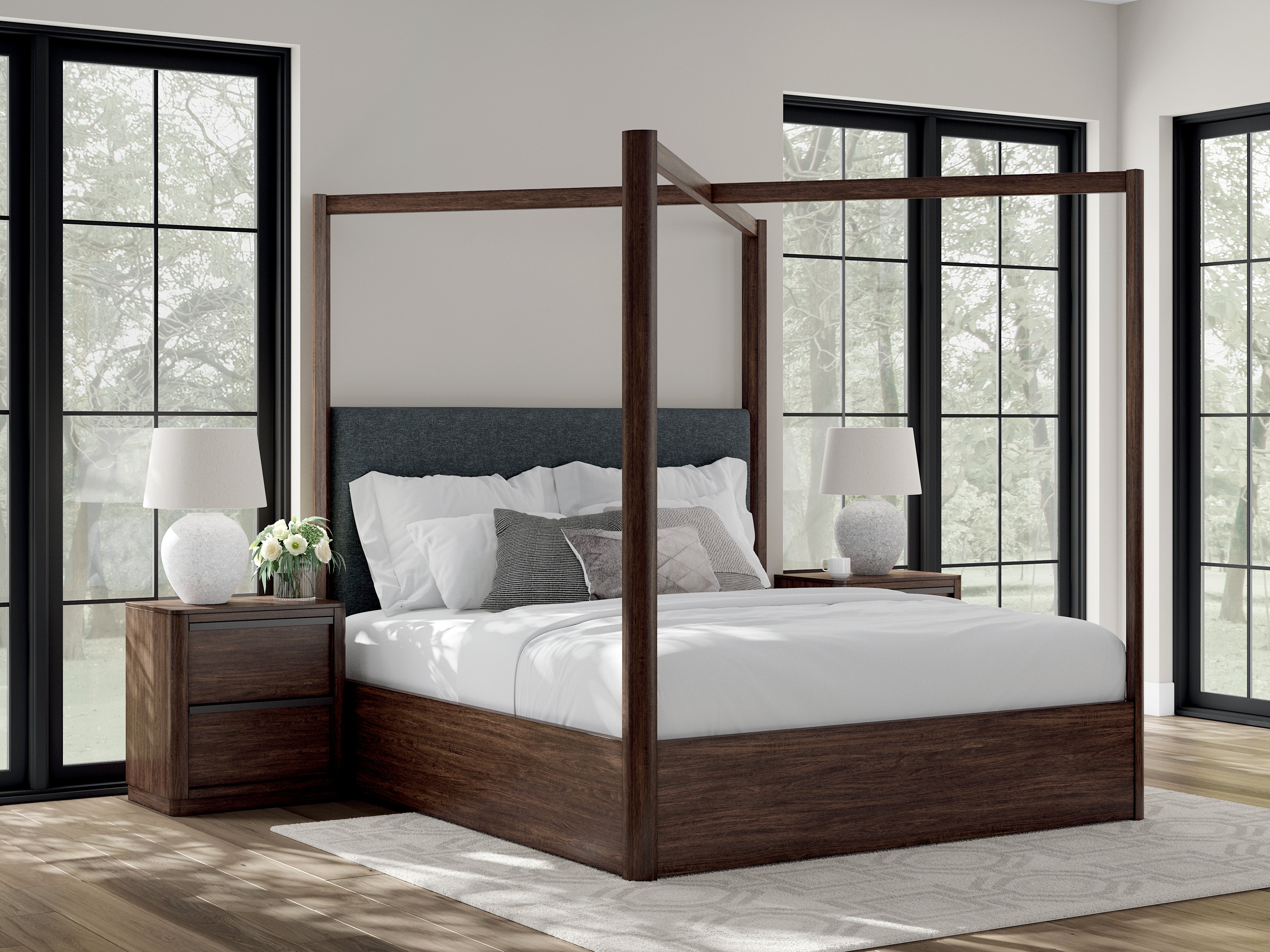 Tampa Furniture Outlet Lutz - Ashley Furniture - Dilenno Bedroom - California King Canopy Bed / Dark Brown - PCB857B7