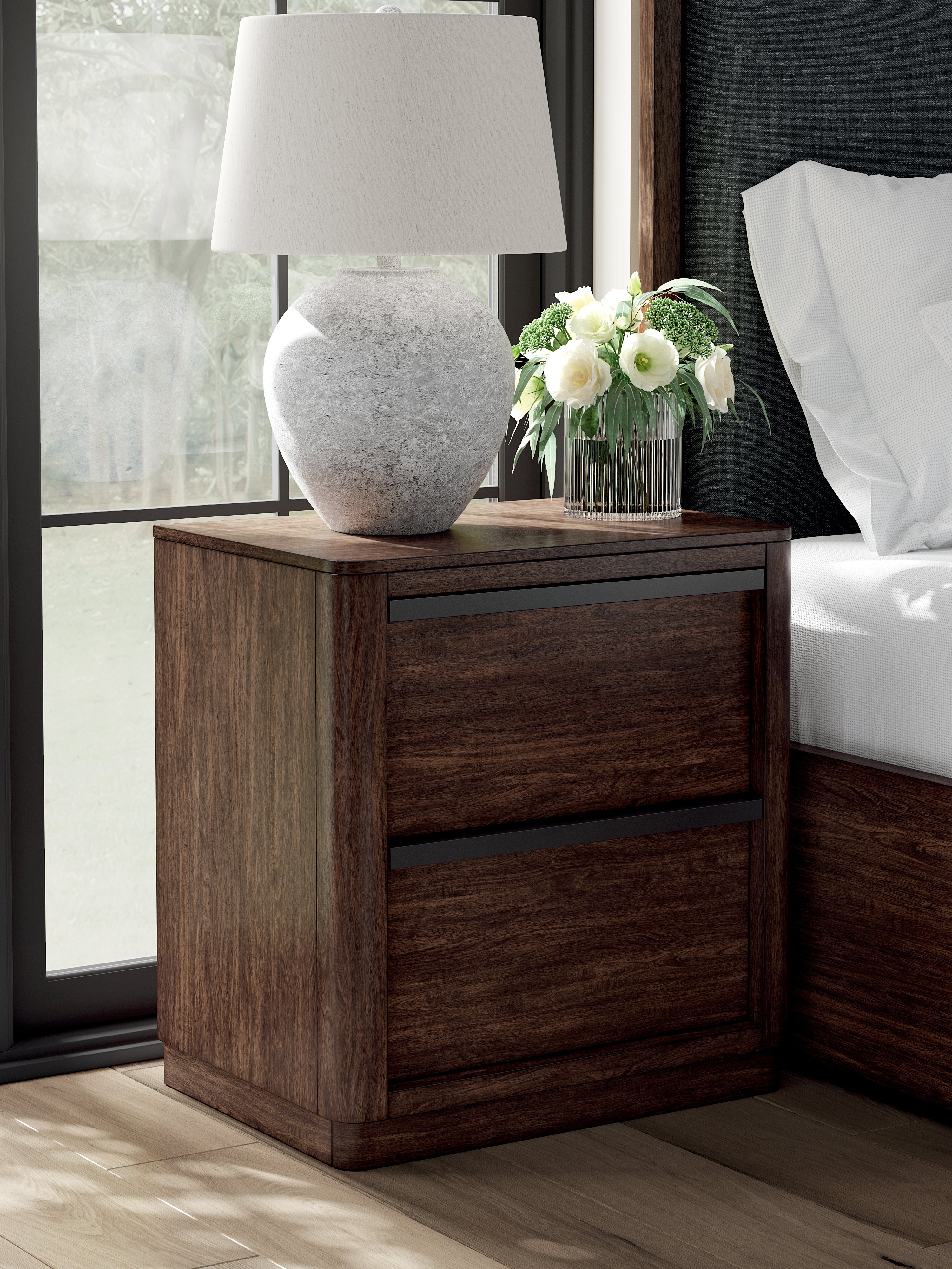 Tampa Furniture Outlet Lutz - Ashley Furniture - Dilenno Bedroom - Two Drawer Night Stand / Dark Brown - PCB857-92