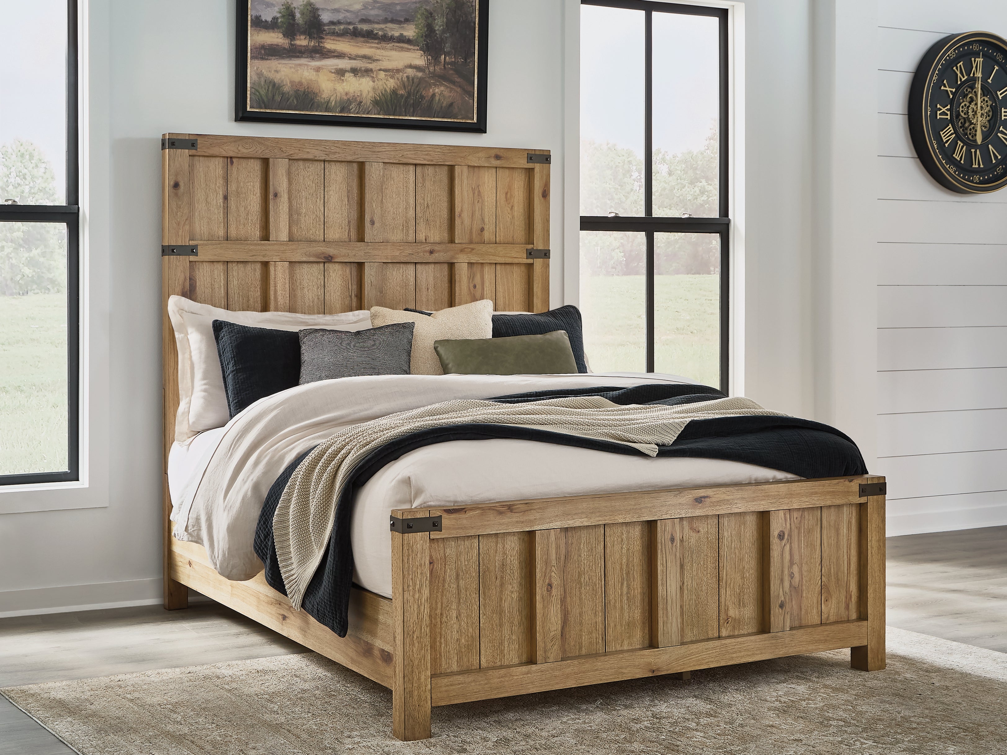 Tampa Furniture Outlet Lutz - Ashley Furniture - Ridgester Bedroom - Queen Panel Bed / Light Brown - B858B2