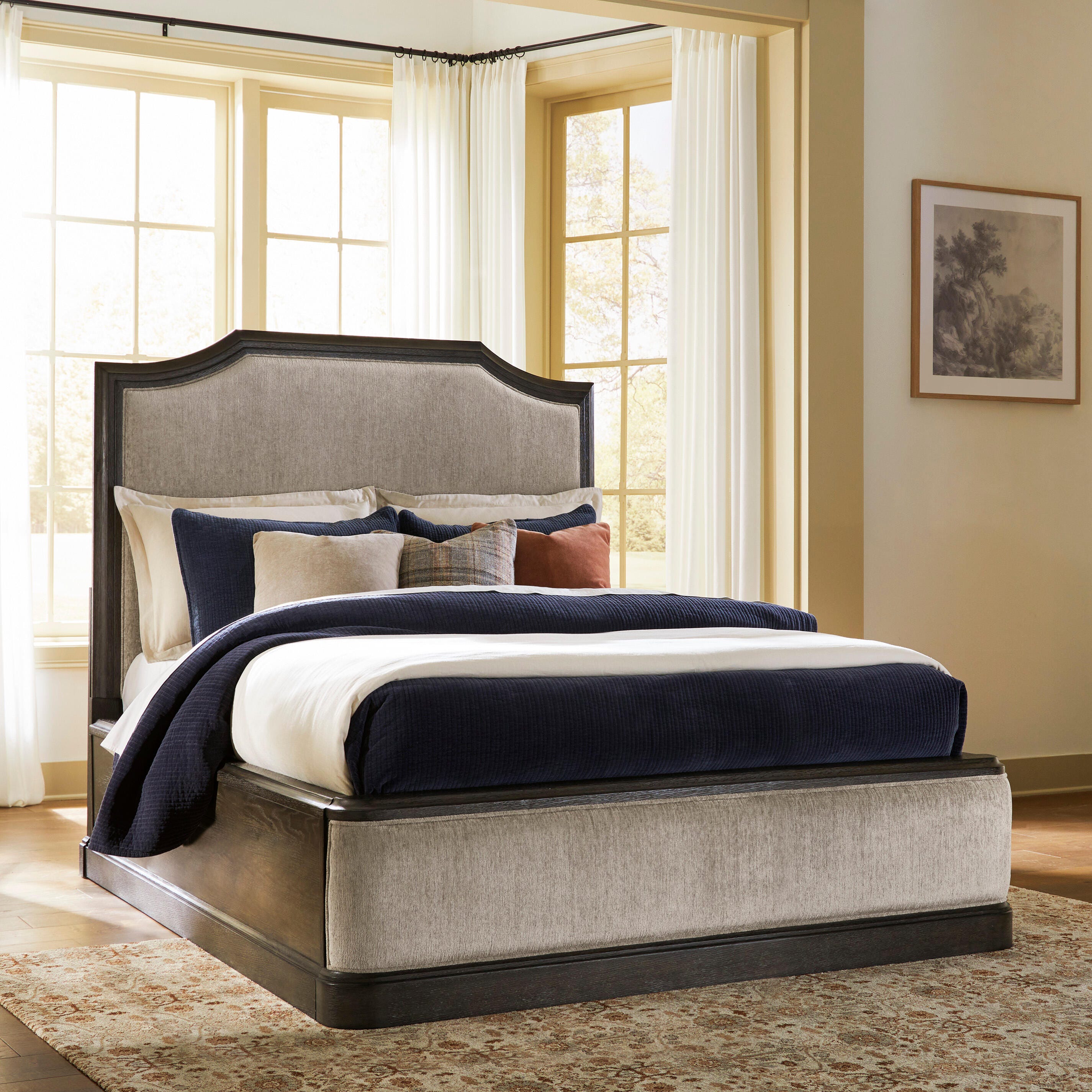 Tampa Furniture Outlet Lutz - Ashley Furniture - Wickenger Bedroom - Queen Upholstered Panel Bed / Dark Brown - PCB889B2
