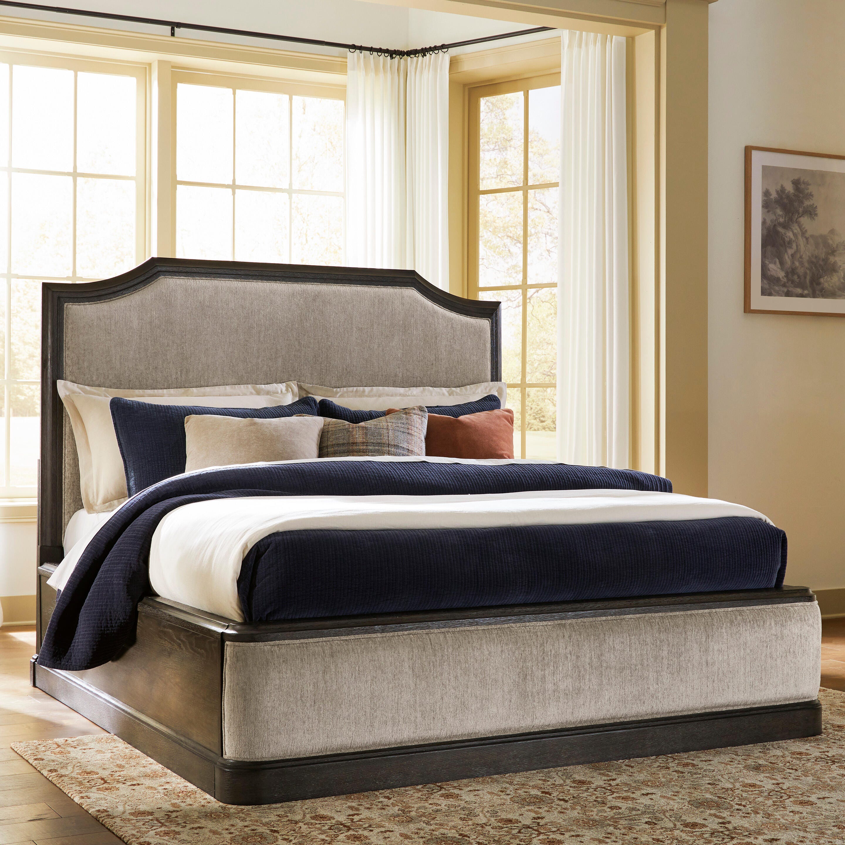 Tampa Furniture Outlet Lutz - Ashley Furniture - Wickenger Bedroom - King Upholstered Panel Bed / Dark Brown - PCB889B8
