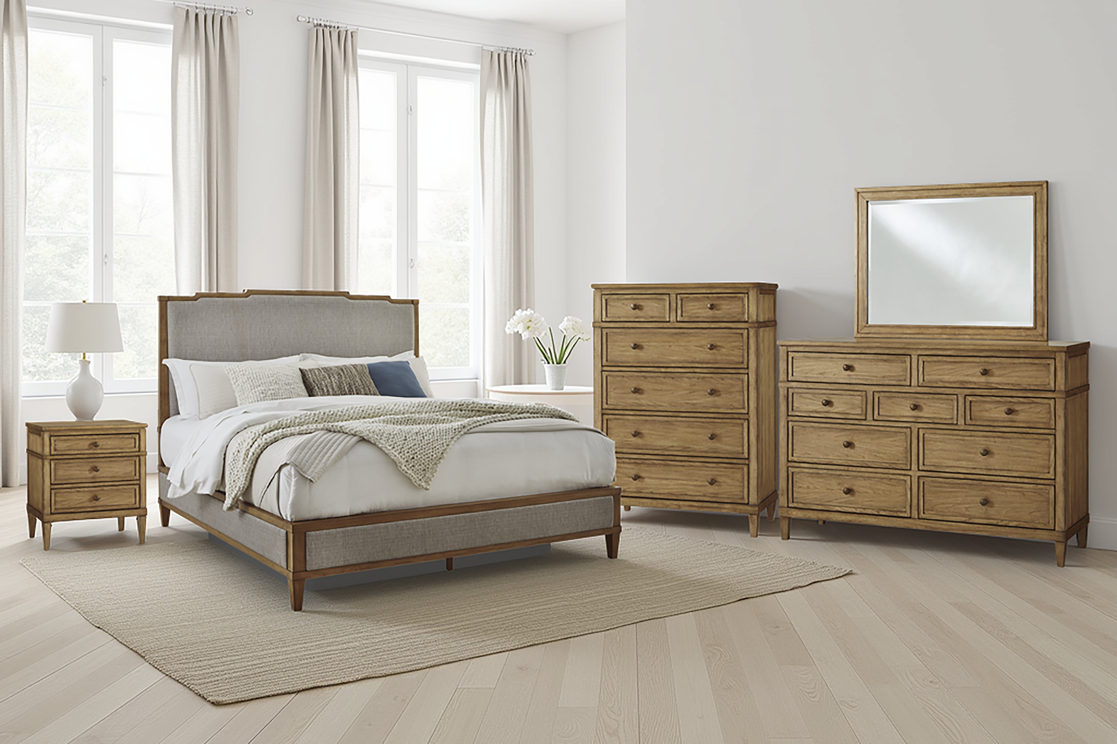 Tampa Furniture Outlet Lutz - Ashley Furniture - Sharlance Bedroom - Queen Upholstered Panel Bed / Green/Brown - B895B2