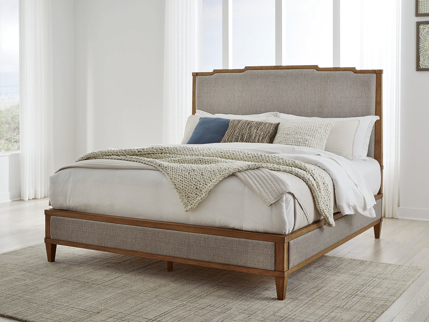 Tampa Furniture Outlet Lutz - Ashley Furniture - Sharlance Bedroom - California King Upholstered Panel Bed / Light Brown - B895B7