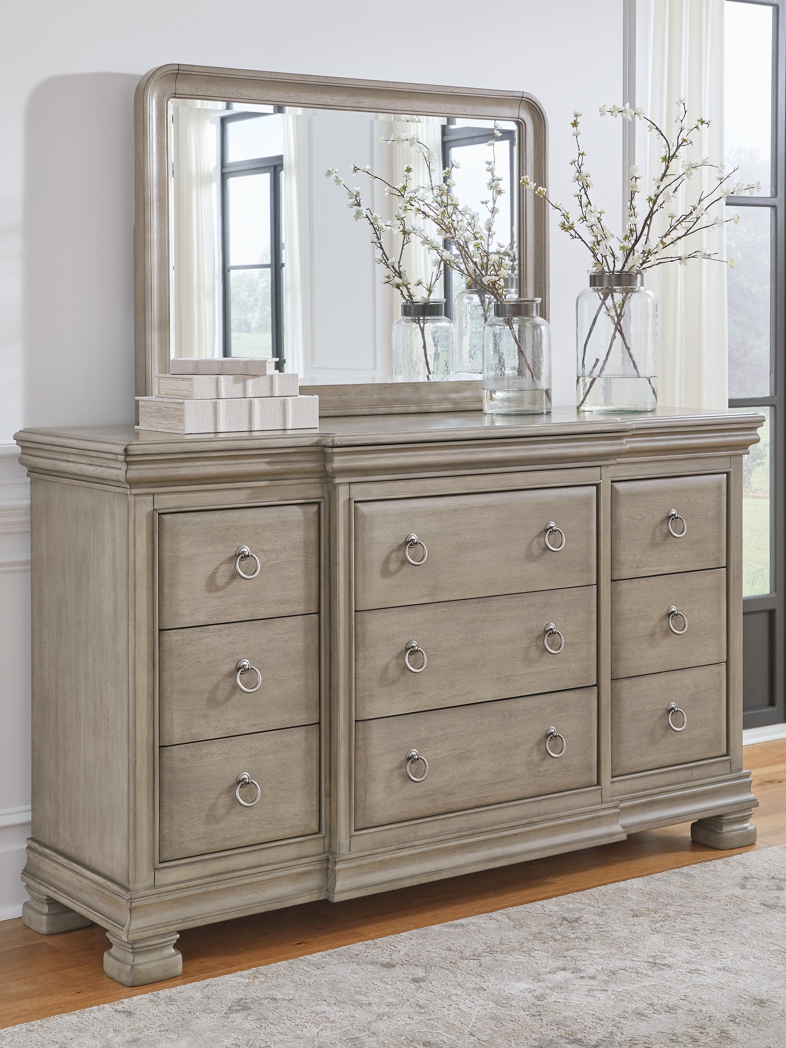 Tampa Furniture Outlet Lutz - Ashley Furniture - Lexorne Bedroom - Dresser and Mirror / Gray - B924B1