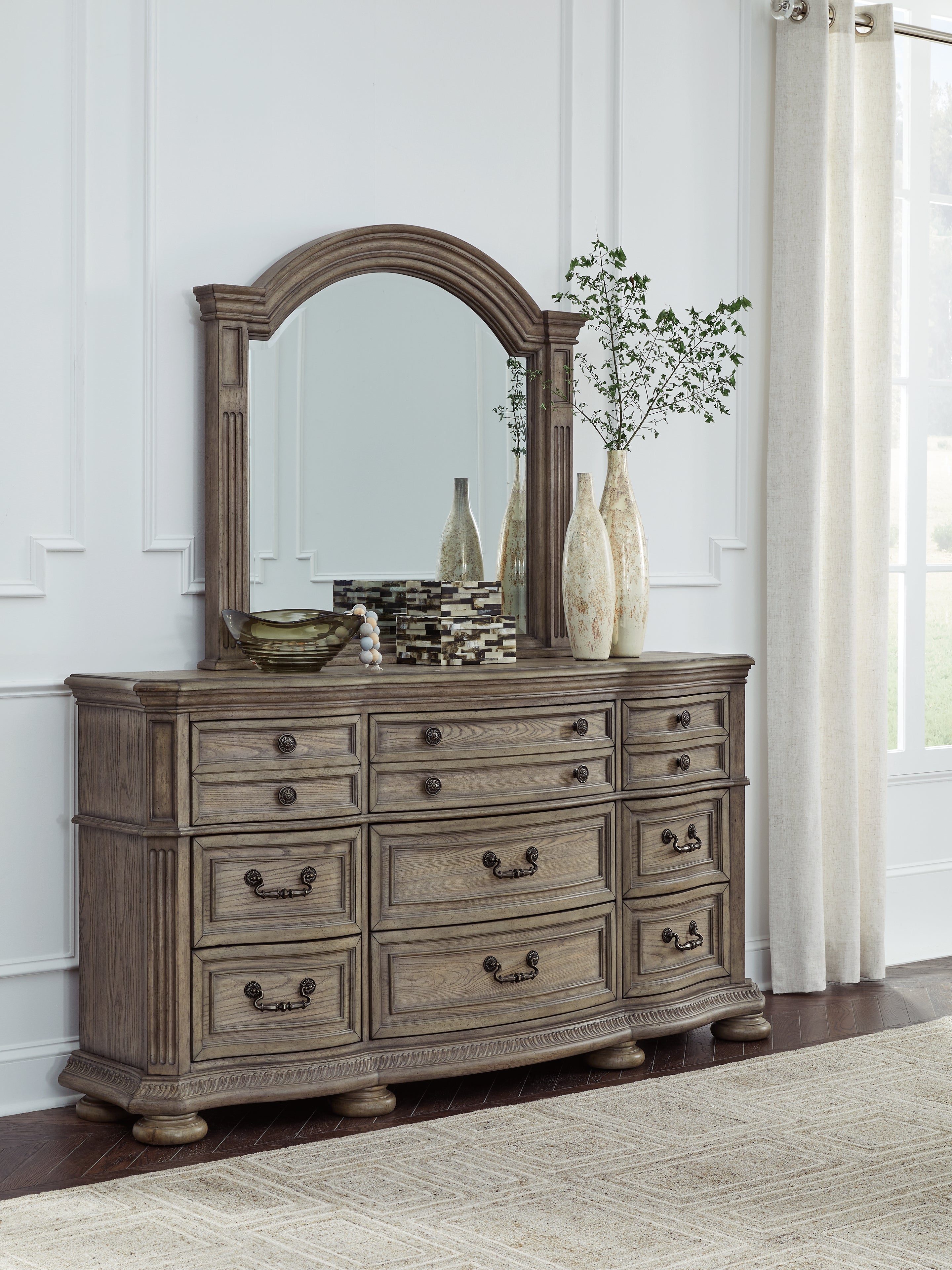 Tampa Furniture Outlet Lutz - Ashley Furniture - Ardenfield Bedroom - Dresser and Mirror / Light Brown - B944B1