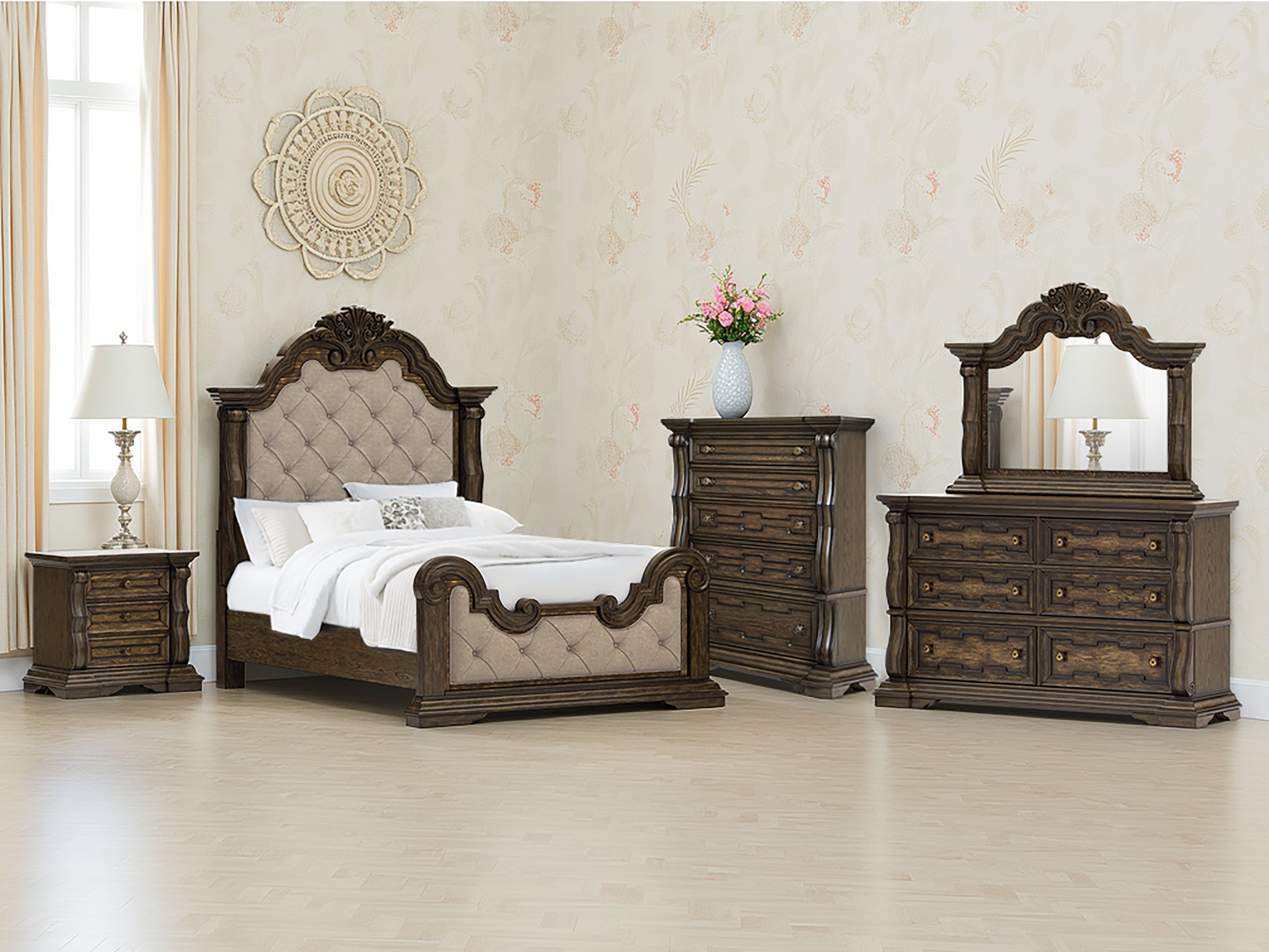 Tampa Furniture Outlet Lutz - Ashley Furniture - Maylee Bedroom - Queen Upholstered Bed / Dark Brown - B947B2