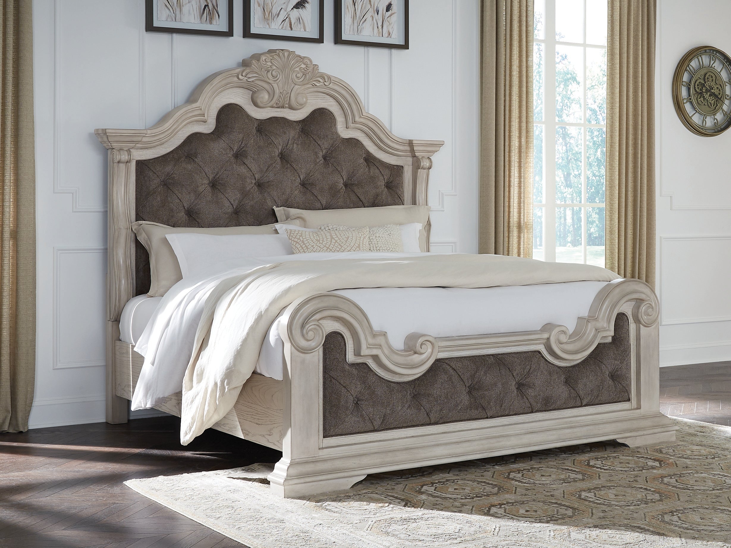 Tampa Furniture Outlet Lutz - Ashley Furniture - Bruchandi Bedroom - King Upholstered Panel Bed / Antique White - PCB948B4
