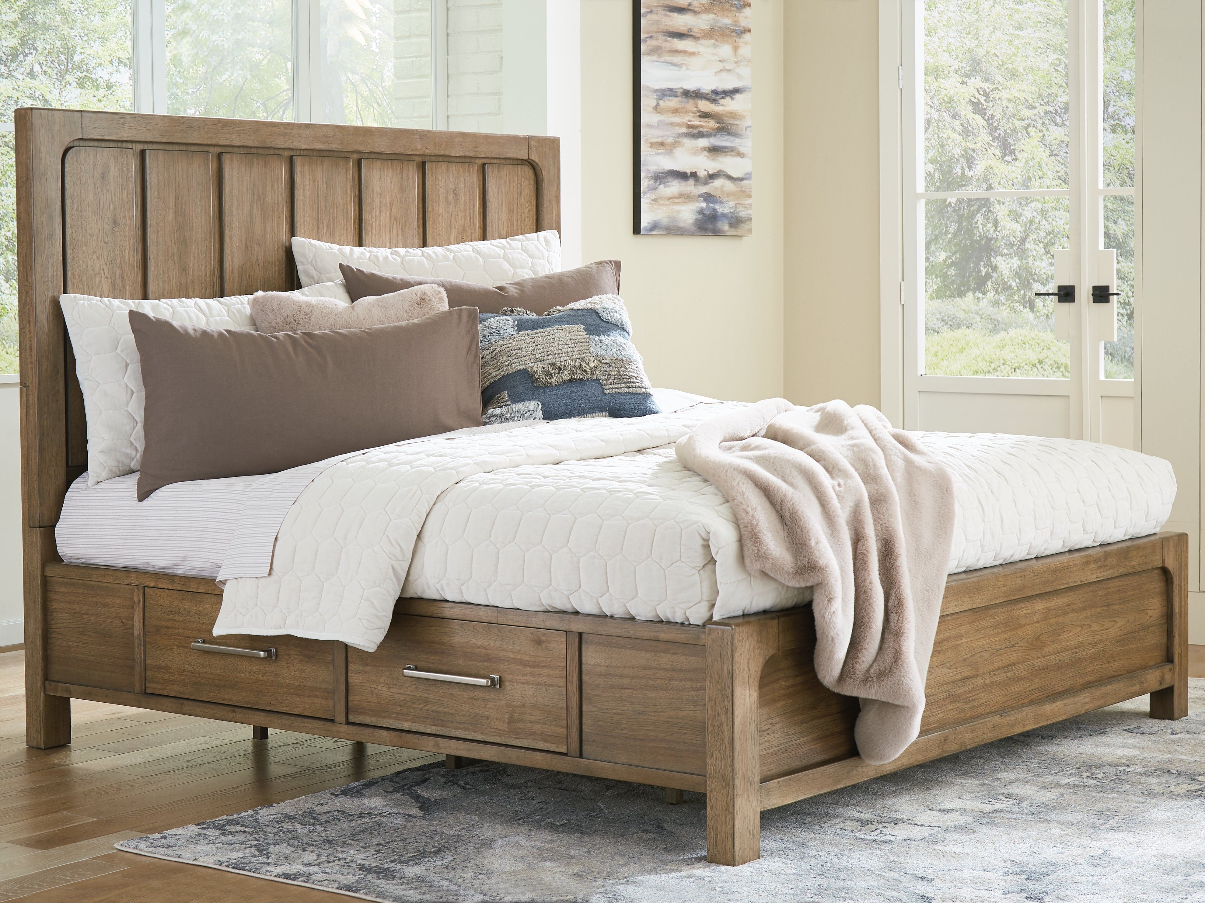 Tampa Furniture Outlet Lutz - Ashley Furniture - Cabalynn Bedroom - Queen Panel Bed with Storage / Light Brown - B974B4
