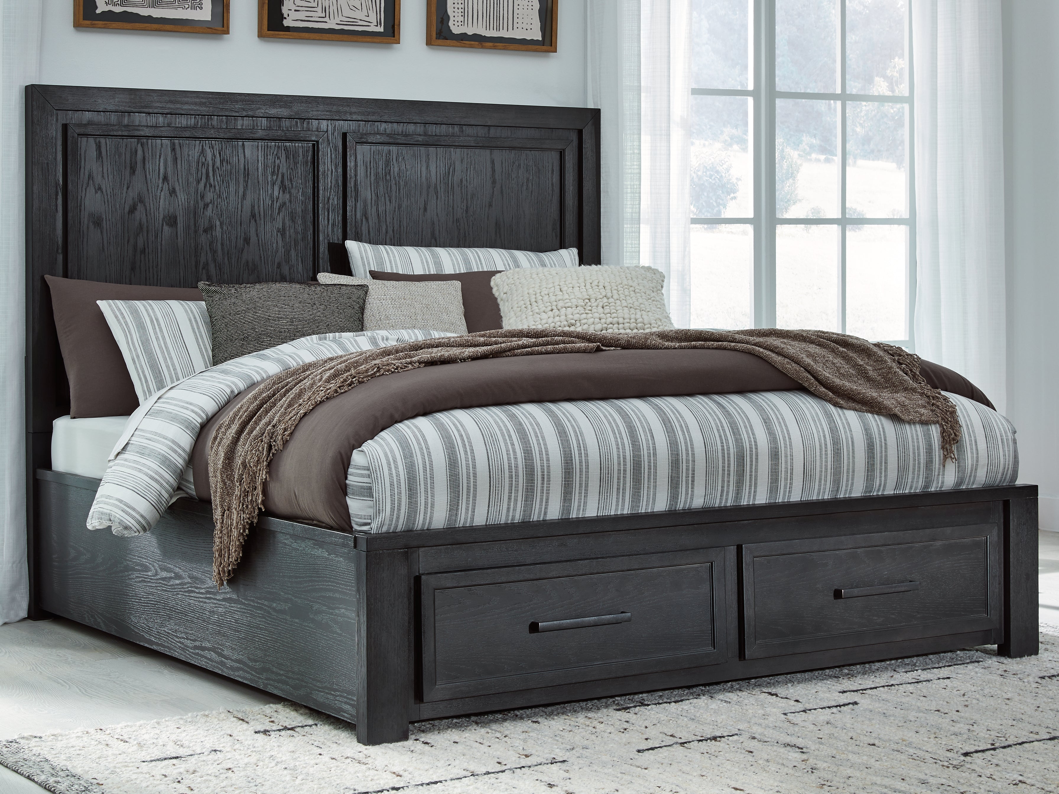 Tampa Furniture Outlet Lutz - Ashley Furniture - Foyland Bedroom - King Panel Storage Bed / Black/Brown - B989B4
